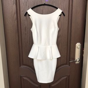 Topshop White Peplum Bodycon Dress Elegant Cocktail Party Pencil Dress US 2